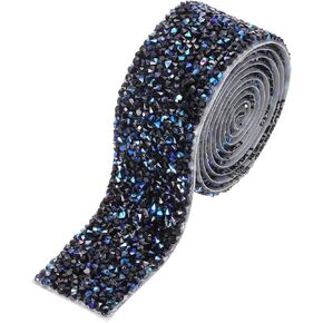 MECCANIXITY Rhinestone Ribbon, 1.6 Inch 1 Yards Crystal Rhinestone Ribbon Trim Self Adhesive Glitter Tape Roll Bling for Crafting, Silver