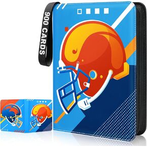 Football Card Binder, Trading Sports Card Binder Holder 900 Pockets with 50 Removable Pages, 9 Pocket Collector Album Storage Double Sided,Premium Folder Book Case Gift for Boys And Girl
