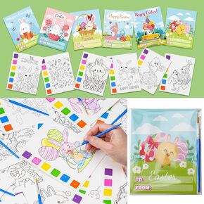 Rotu Easter Basket Stuffers Fillers for Toddler Teens 30 Pack(240 PCS) Easter Eggs Gifts for Kids Watercolor Coloring Books with Easter Cards, Easter Egg Hunt Classroom Prizes Party Favors