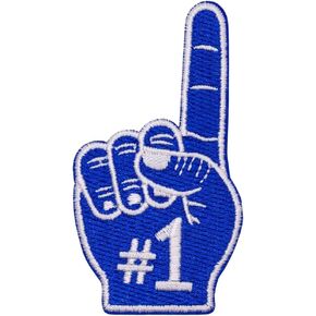 Blue One Finger Cheer Patch – 3 inches, Cool Cheer Iron On Patch – Embroidered Game Day Patches for Hats