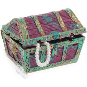 Mimgo Treasure Chest Shaped Air Bubble Stone Aquarium, Fish Tank Ornament Bubbling Decoration (Red)