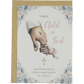 Baptism Card - Superb Cute Baptismal Card for Boys and Girls - Catholic Baby Boy Baptism Card - Superb Christening Card - Religious Baby Girl Baptism Card
