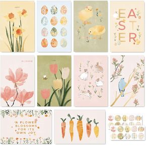 AnyDesign 40 Pack Easter Greeting Cards Watercolor Easter Egg Floral Bunny Note Cards with Envelopes Stickers Cute Blank Cards Assortment for Easter Spring Holiday Birthday Supplies