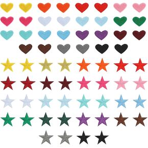 Molain 66Pcs Mini Embroidery Applique Patches, Cute Heart Star Iron On Patches Flower Patches Sew On Patches for Clothing Jackets Backpacks Jeans Hats Bags Repair Decorations DIY Accessories(color1)