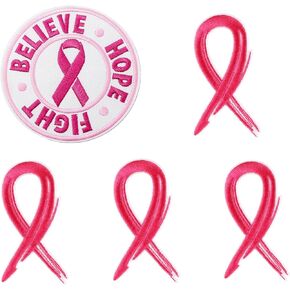 2 pcs Pink Ribbon Embroidered Patches, Breast Cancer Incentive Patches