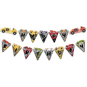 Race Car Party Banner - Racing Themed Decorations for Birthday Celebrations,Car Theme Party Supplies