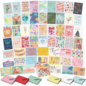 S&O 100 Assorted Cards for All Occasions Box Set - All Occasion Cards Assortment Box with Envelopes - Stylish Greeting Card Decor - 4.25x5.75"