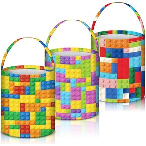 3 Pack Sports Easter Baskets Bucket Canvas Tote Bag with Handle Candy Gift Bag for Holiday Hunt Party Decorations, 3 Styles(Football)