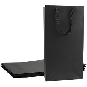 Prembag Black Wine Gift Bags for Double Bottle, 7"x 3.5"x13.8" Whiskey/Liquor 2 Bottle Wine Bags with Rope Handles,4 Pcs