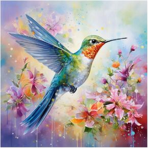Sanjee Hummingbird Diamond Painting Kits for Adults, Diamond Art Kits for Beginner, 5D DIY Round Full Drill Diamond Dots Paintings Diamond Painting for Home Wall Decoration Gift, 12x12inch