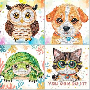 Leixonl 4 Packs 5D Diamond Art Kits للأطفال الذين تتراوح أعمارهم بين 6-8-9-12 ، الفنون والحرف اليدوية للديكور المنزلي.