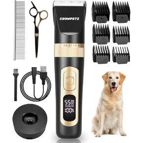 Dog Clippers for Grooming, Professional Pet Hair Clippers, Cordless, Low Noise, 4 Speeds, 6 Guide Combs, Black, for Dogs Cats