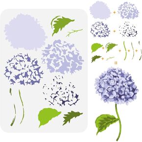 إصبع الطبقات ذات الطبقات الكوبية الطلاء استنسل 8.3x11.7inch قالب الرسم الزهرة الكوبية DIY نباتات زخرفة الاستنسل للطلاء على الأثاث الخشبي