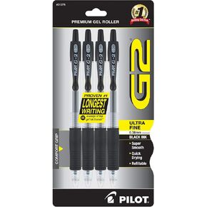 Pilot ، G2 Premium Gel Roller Pens ، Ultra Fine Point 0.38 مم ، حزمة من 8 ، Black & Blue