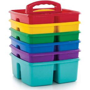 Storex Classroom Caddy, 9.25 x 9.25 x 5.25 Inches, Assorted Colors, Color Assortment Will Vary, Case of 6 (00940U06C), Small Caddy