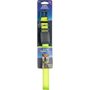 Nite Ize NiteDog Rechargeable LED Collar - Light Up Dog Collar with Durable Metal Buckle - Water-Resistant & Rechargeable Collar - Dog Supplies for Night Activities - Large, Blue