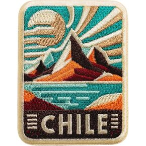 Vagabond Heart Chile Iron On Patch - 1 Piece - Rectangular - Travel-Themed - PATCH - Patch
