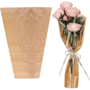 Swanaryo 100 Pcs Flower Bouquet Wrapping Paper Floral Packing Sleeves Bouquet Bags Clear Flower Wrapping Sleeves for Wedding Birthday Graduation Anniversary Mother's Day (24.8" x 4.7"x8.7")