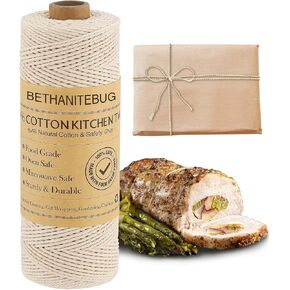 Butchers Twine, 200m/656 1mmThick Feet String Oven Safe Cotton Cooking Meat Rope Bakers Twine Fit to Tying Meat, Making Sausage, Trussing Turkey, Roasting, Cooking and Packing (Beige)