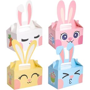 Sel Natural 24 Pack Easter Treat Boxes with Handle Bunny Baskets Rabbit Ears Basket Containers Cookie Boxes Easter Party Supplies for Classrooms Party Favors Gifts