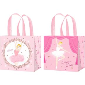 umoni Ballerina Treat Bags Ballerina Birthday Party Supplies Non Woven Ballet Dance Goodie Bags 12PCS Ballet Theme Tote Bags with Handles for Girl Dancing Baby Shower Party Decorations