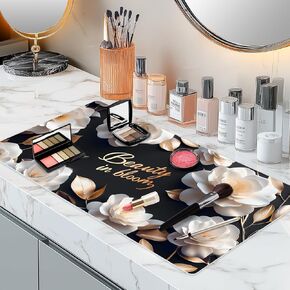 Dual-Sided Waterproof Synthetic Leather Makeup Mat for Desk, Makeup Station, Crafts, Multi-Use Scratch & Stain Resistant Surface Protector Pad for Vanity, Desktop, Craft Table (Butterfly)