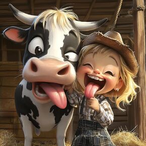 MEIYUDA Cow Diamond Painting Kits for Adults, DIY Cartoon Cow Diamond Art Kits for Adult Beginners, 5D Cute Cow Round Full Drill Gem Art Crafts for Home Wall Decor Present 12x12inch