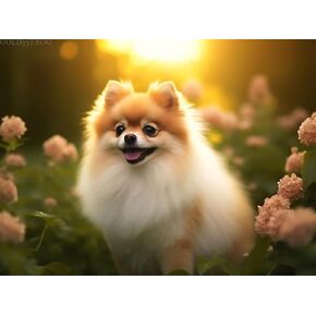 Goldyyyfrog 5d ​​Pomeranian Dog Diamond Art Painting Kits للبالغين ، لوحات الفنية الذهبية للفن الماسي للمبتدئين هدايا ديكور الجدار المنزلي 12x16 بوصة