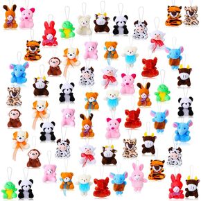 60 Pack Mini Stuffed Animal Bulk Small Plush Animal Toys Miniature Stuff Animal Keychain Set for Easter Egg Party Favors, Valentine‘s Day Gift, Goodie Bag Fillers, Carnival Prizes, Classroom Rewards