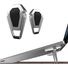 Laptop Stand Portable, Zinc Alloy Invisible Laptop Cooling Pad, Mini Laptop Riser Invisible, Ergonomic Laptop Legs for 12-20 Inches Laptop.（Silver-4pieces）