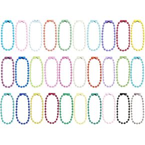 300 Pcs Metal 30 Colored Ball Bead Chain Bulk, 2.4 mm Steel Ball Bead Chain with Connector for Jewelry Making, Dog Tag, Hanging Holidays Decor, Keychain Craft DIY, Necklace, Crosses, Charms (300)