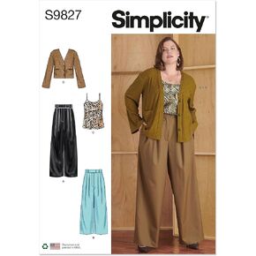 Simplicity Misses' Pleated Wide Leg Pants, Camisole and V-Neck Cardigan Sewing Pattern Kit, Design Code S9826, Sizes 30W-32W-34W-36W-38W, Multicolor