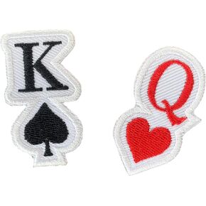 King and Queen Cards Iron On Patches Embroidered Applique Iron On for Jeans, Clothes, Caps, Backpack, Hats
