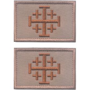 2 PCS Knights of The Holy Sepulchre Patches Equestrian Order of The Holy Sepulchre of Jerusalem Patches Christian Patches Embroidered Morale Patch(Khaki Gold)