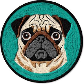 Pug Patch Embroidered Iron on Patches for Clothes Backpacks Bags Jeans Jackets Size 3" ID45095
