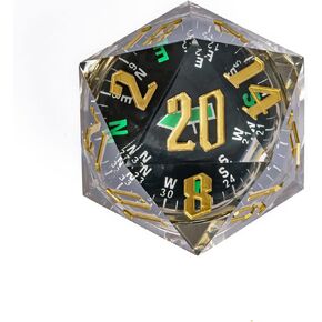 Cusdie Large D20 Dice 55mm with Sharp Edges, D&D 20 Sided Dice, Handmade Dice DND Giant D20 for Dungeons and Dragons RPG, Table Games(Green Skull)