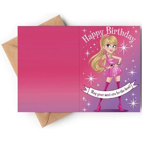 Happy Birthday Card For Her, Girls, Daughter, Kids, Teenage - Folded 5"x7" with Envelope & Sticker, Inspirational Birthday Card for Music Fan