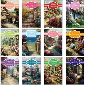 36 Sets Religious Christian Anniversary Cards with Scripture Anniversary Cards Bulk with Envelopes Faith Based Blessings Cards, 4 x 6 Inch(Painting Style)