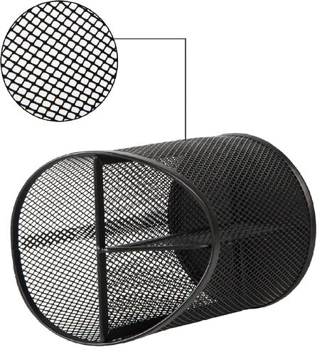 2 Pack Pen Holder Pen Organizer for Desk Mesh Round Pencil Holder Desktop Organizer 3 Compartments Pencil Organizer Desk Organizer for Office Home School, Black in Saudi Arabia