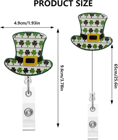 St. Patrick's Day Badge Reel,Green Four Leaf Clover Acrylic Badge for ID Card Badge,Telescoping Retractable Badge Holder Alligator Clip Accessories for Nurse,Medical Worker,Nursing Student,Teacher in Saudi Arabia