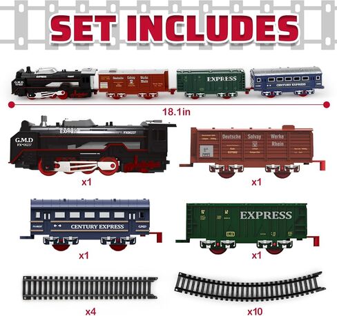 Deao Christmas Train Set Toys for Kids ، Toy Train Track Track Locomotive Engine Buture Beathwway Railway Prainwway Bustice مع علامات ومسارات على الطرق in Kuwait