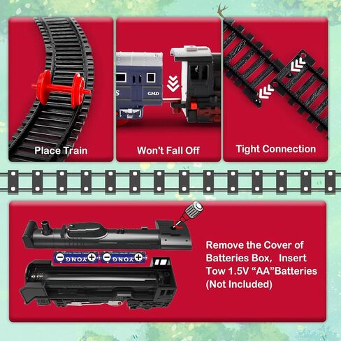 Deao Christmas Train Set Toys for Kids ، Toy Train Track Track Locomotive Engine Buture Beathwway Railway Prainwway Bustice مع علامات ومسارات على الطرق in Kuwait
