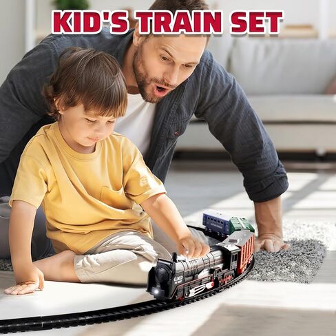 Deao Christmas Train Set Toys for Kids ، Toy Train Track Track Locomotive Engine Buture Beathwway Railway Prainwway Bustice مع علامات ومسارات على الطرق in Kuwait
