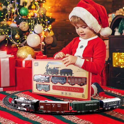 Deao Christmas Train Set Toys for Kids ، Toy Train Track Track Locomotive Engine Buture Beathwway Railway Prainwway Bustice مع علامات ومسارات على الطرق in Kuwait