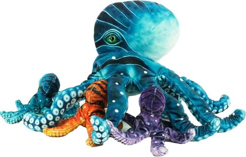 Octopus Stuffed Animal, 11''Marine Printed Octopus Plush Toys with 3 Baby, Soft Washable Toy Stuffed Marine Animal for Home Decor, Idea Gift for Kids Boys Girls Christmas Birthday Gifts (Blue) in Saudi Arabia