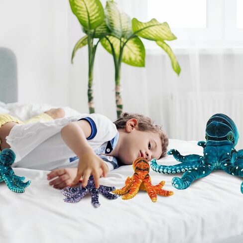 Octopus Stuffed Animal, 11''Marine Printed Octopus Plush Toys with 3 Baby, Soft Washable Toy Stuffed Marine Animal for Home Decor, Idea Gift for Kids Boys Girls Christmas Birthday Gifts (Blue) in Saudi Arabia