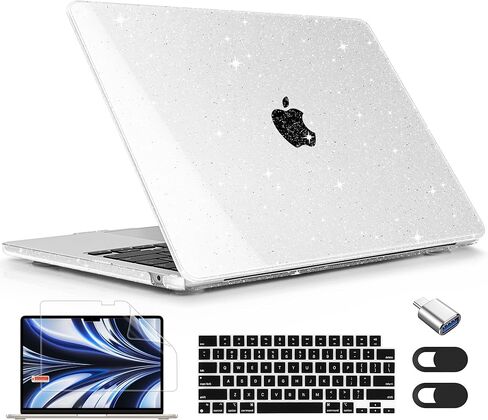 Compatible with MacBook Air 15 inch Case 2023 2024 2025 Release A2941 M2 A3114 M3 A3241 M4 Chip Retina Display Touch ID, Plastic Hard Shell Cover with Keyboard Cover, Star Sparkle Clear in Saudi Arabia