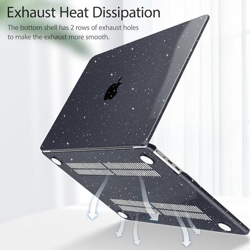Compatible with MacBook Air 15 inch Case 2023 2024 2025 Release A2941 M2 A3114 M3 A3241 M4 Chip Retina Display Touch ID, Plastic Hard Shell Cover with Keyboard Cover, Star Sparkle Clear in Saudi Arabia