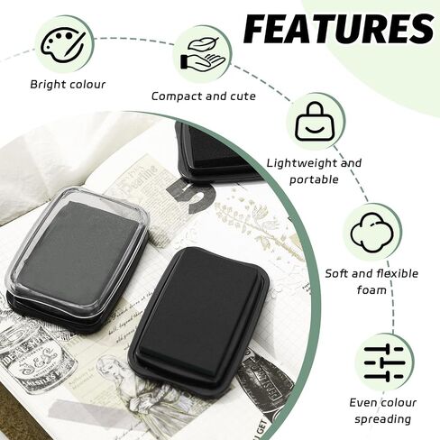 SNOMEL Ink Pads for Stamping, Permanent Fabric Ink Pad, Craft Fingerprints Ink Pad, DIY Washable Stamp Ink Pad for Paper Wood Crafting (Black) in Saudi Arabia