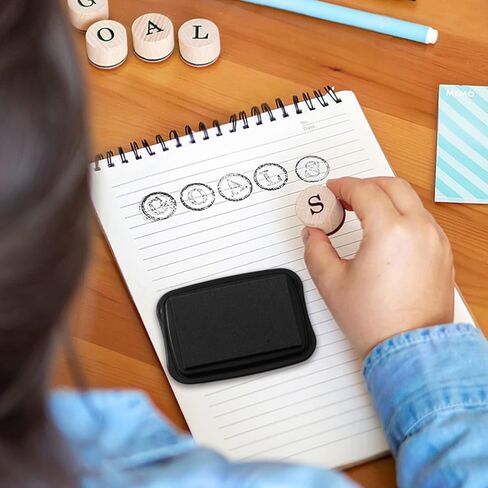 SNOMEL Ink Pads for Stamping, Permanent Fabric Ink Pad, Craft Fingerprints Ink Pad, DIY Washable Stamp Ink Pad for Paper Wood Crafting (Black) in Saudi Arabia